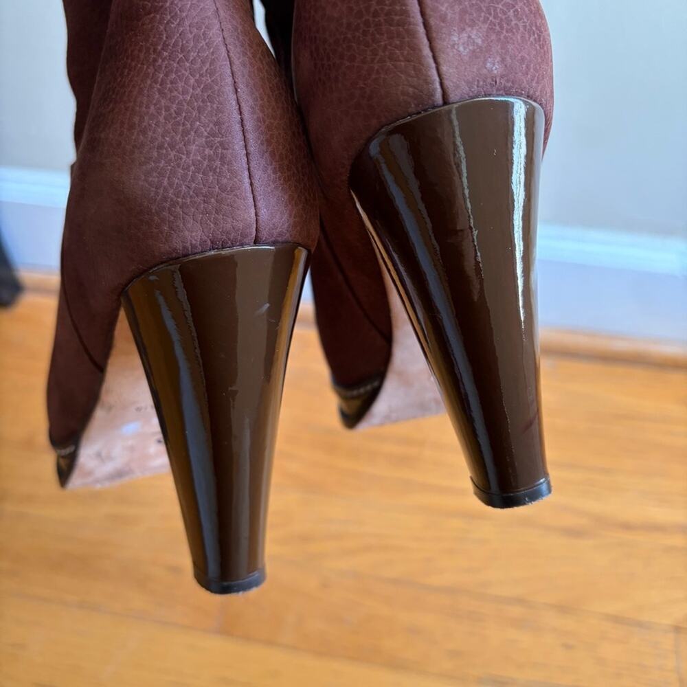 Cole Haan Nike Air | Nola Slouchy Knee High Boots Platform Nubuck Brown Size 7.5 - Picture 7 of 8